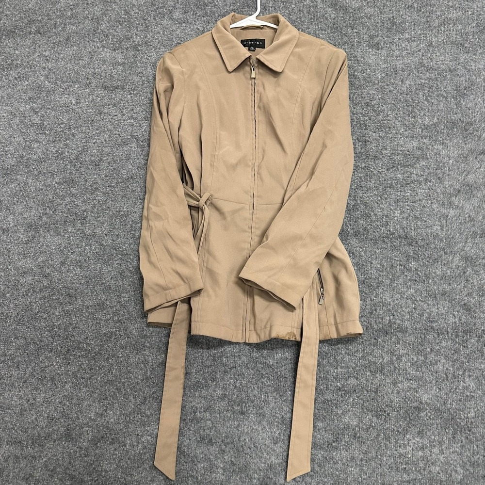 Braetan Jacket Womens Size M Tan Belted Full Zip Collared Utility Russian Made